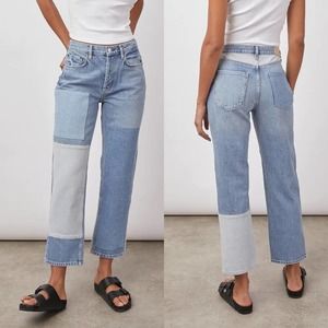 Rails Blue Patchwork Atwater Boyfriend Slouchy Straight Jeans - 25